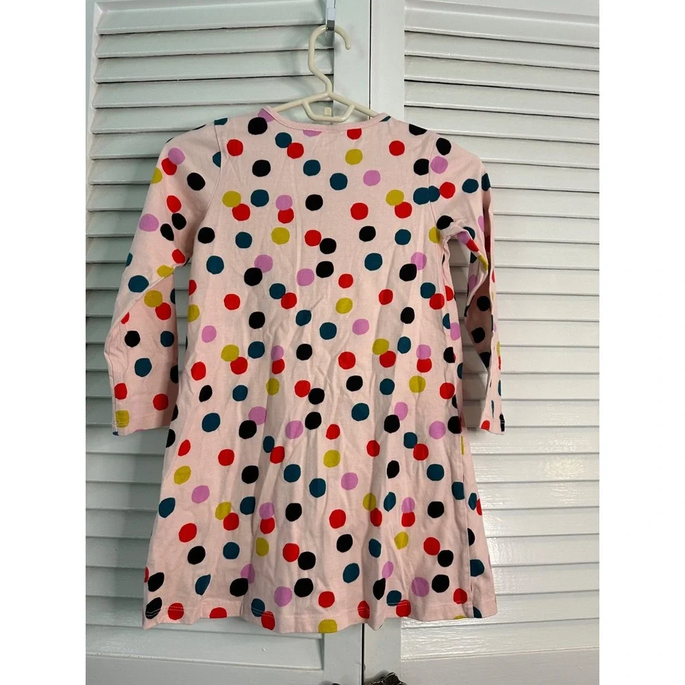 Hanna Andersson Size 120 6-7 Pink Colorful Polka Dot Knit Dress